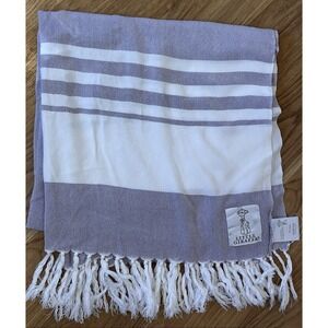 LITTLE GIRAFFE Indigo Turkish Towel Baby Blanket Towel Lavender White Stripe